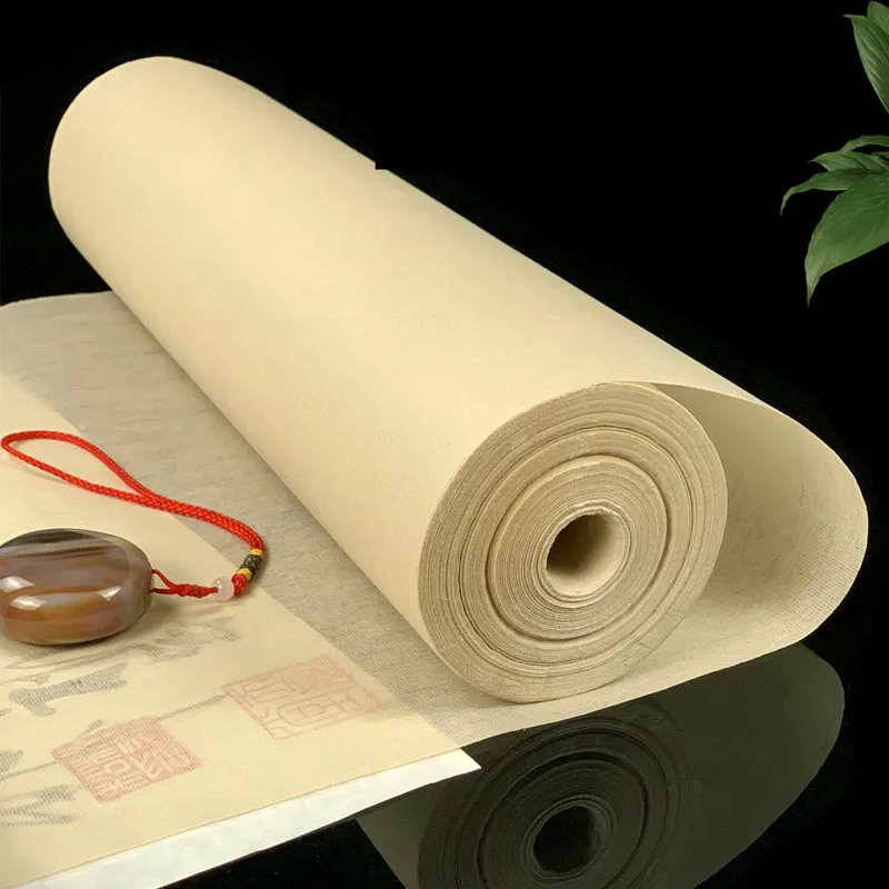 50m 100m Xuan Paper Half-Ripe Rice Paper Bamboo Pulp Chinese Calligraphy Cicada Wings Rice Unedged Paper Drawing Paper