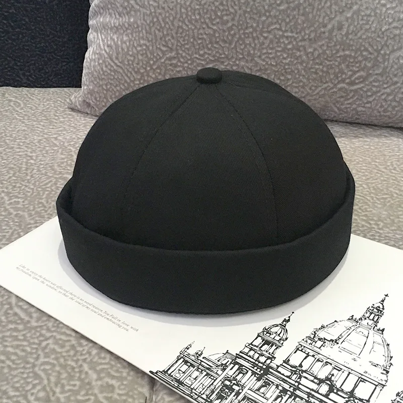 Chapéu vintage para homens, gorro de veludo em cor sólida, para homens, docker, crimpagem de sailor, chapéu sem caveira, casual, hip hop