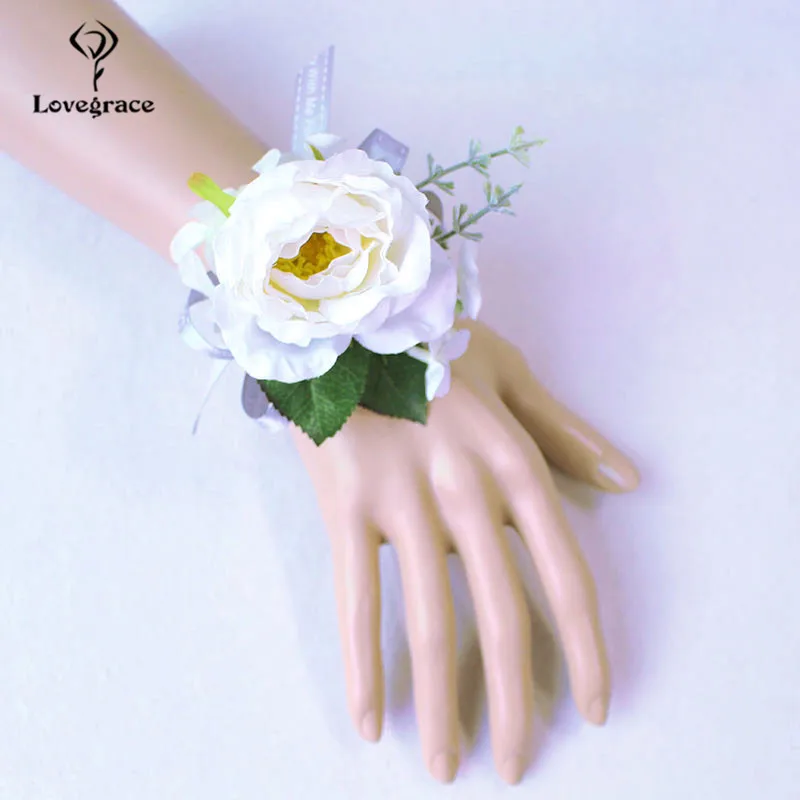 Roze Witte Zijde Bloem Pols Corsage Armband Pols Corsage Bruiloft Armband voor Bruidsmeisjes Bruiloft Getuige Mariage Accessoires