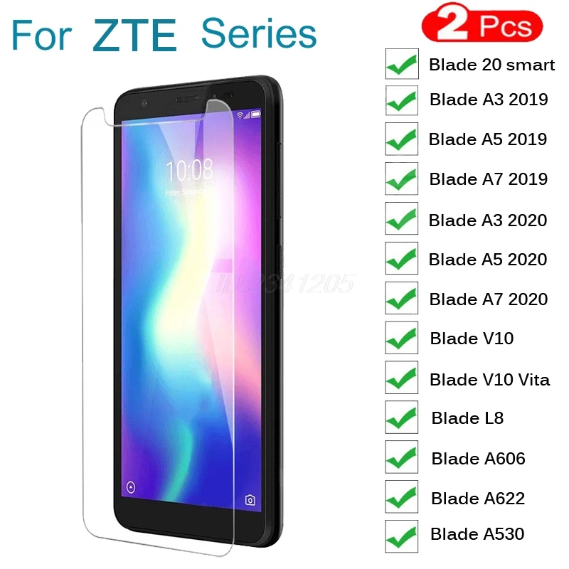 Защитное стекло для ZTE Blade 20 Smart, A3, A5, A7, L8, V10 Vita, A606, A530, A622, 2 шт.