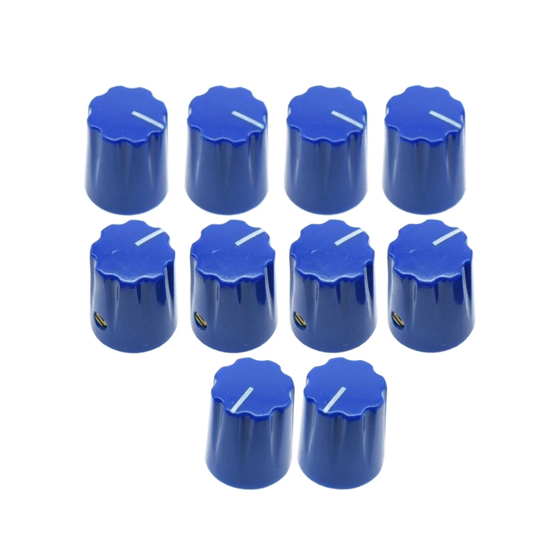 

Ohello 10 pcs Blue Guitar Scalloped Edge Knobs 6.35mm Davies 1900H Style AMP Effect Pedal Knobs Guitar Control Rotary Knobs