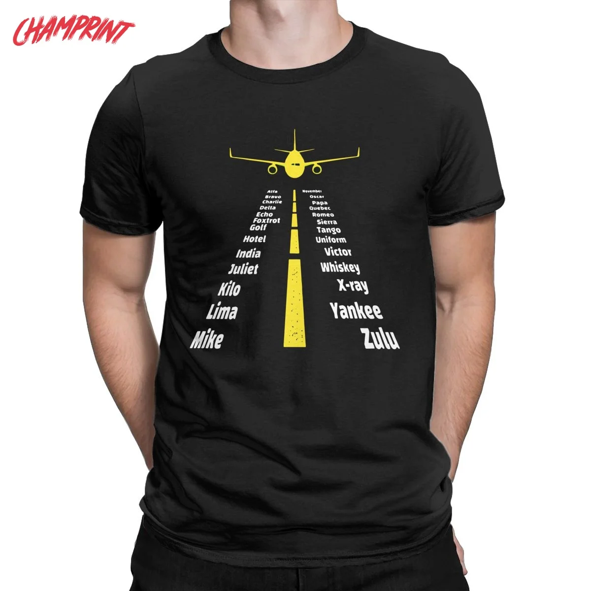 Phonetic Alphabet Airplane T Shirts Men's 100% Cotton Funny T-Shirts Crewneck Pilot Gift Tees Short Sleeve Clothes Summer