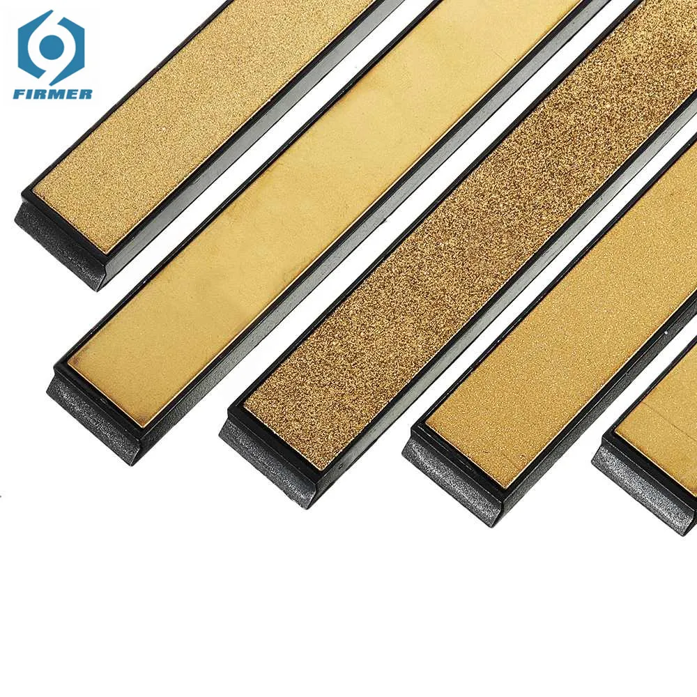 5pcs Titanium Coated Diamond Knifes Sharpener 80/200/600/1000/2000 Grit Angle Sharpening Sharpen Stone Whetstone Bar