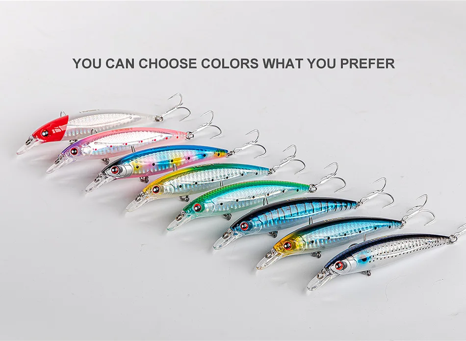 Noeby 3 Stück Jerkbait Floating Minnow Angelköder 100 mm 13,6 g 120 mm 22 g Long Cast Wobbler Kunstköder Meeresangelköder – Detail 7
