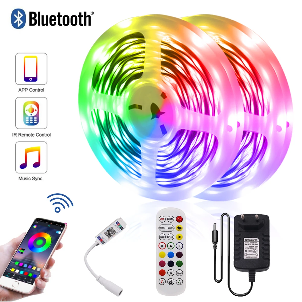 

SMD5050 RGB Гибкая светодиодный лента с пультом дистанционного управления 12 в Bluetooth Музыка Управление светодиодный лента RGB светодиодный полоса светильник Диодная лампа полоса