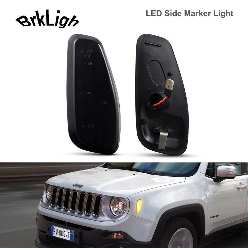 

2x For JEEP Renegade 2015-2021 Amber LED Dynamic Side Marker Light Car Front Turn Signal Indicator Lamps Canbus Auto Accessories