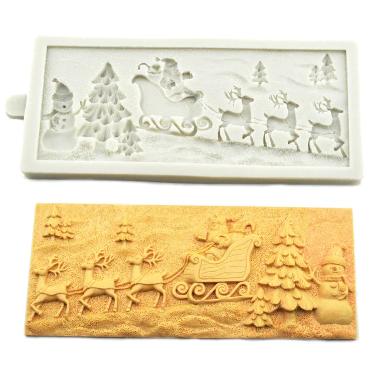 Christmas Tree Deer Santa Claus Fondant Cake Decorating Tools Silicone Mold Sugar Craft Molds DIY Cake   Wholesale K467