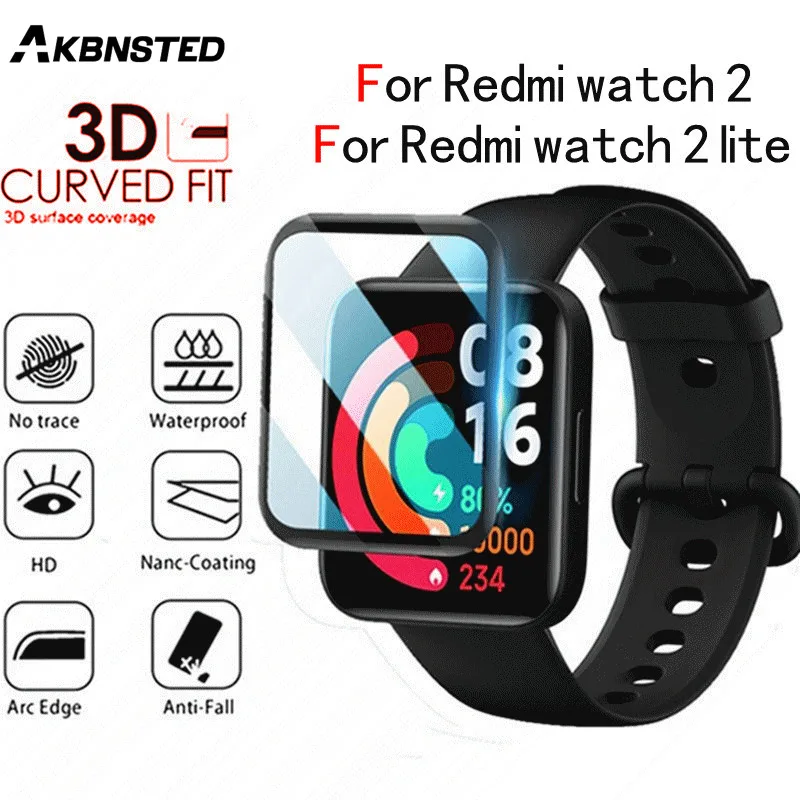 Protector 3D de borde curvo para Xiaomi Redmi watch 2 lite, cubierta de pantalla transparente de TPU, HD