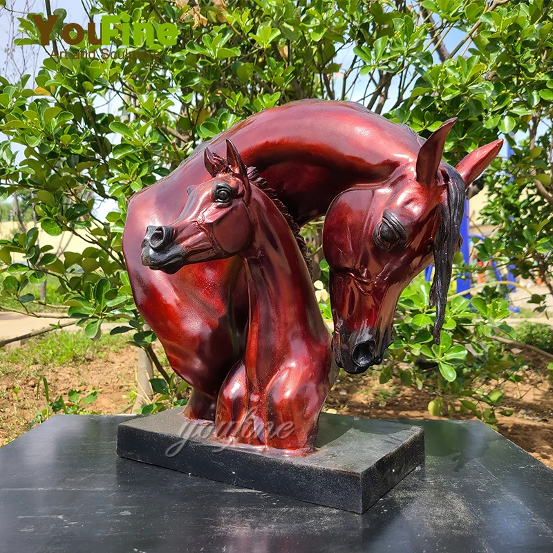 

Bronze Horse Mother and Baby Horse Head Statue Brnze Horse Head Sculpture Animal Bust Statues For Home Decoration Crafts Gifts