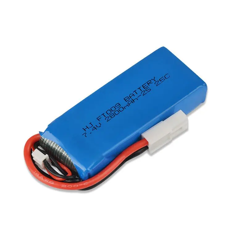 7.4V 2S 2800mAh bateria Lipo z wtyczką T dla Feilun FT009 C zabawki części zamienne do łodzi 7.4V Wltoys 12428 bateria lipo o dużej pojemności