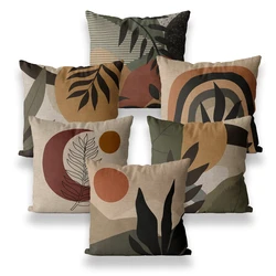 Scandinavian Decor Pillow Case Sun Rainbow Leaves Tropical Plants Nordic Style 45*45 40*40 Linen Personalized Gift Cushion Cover