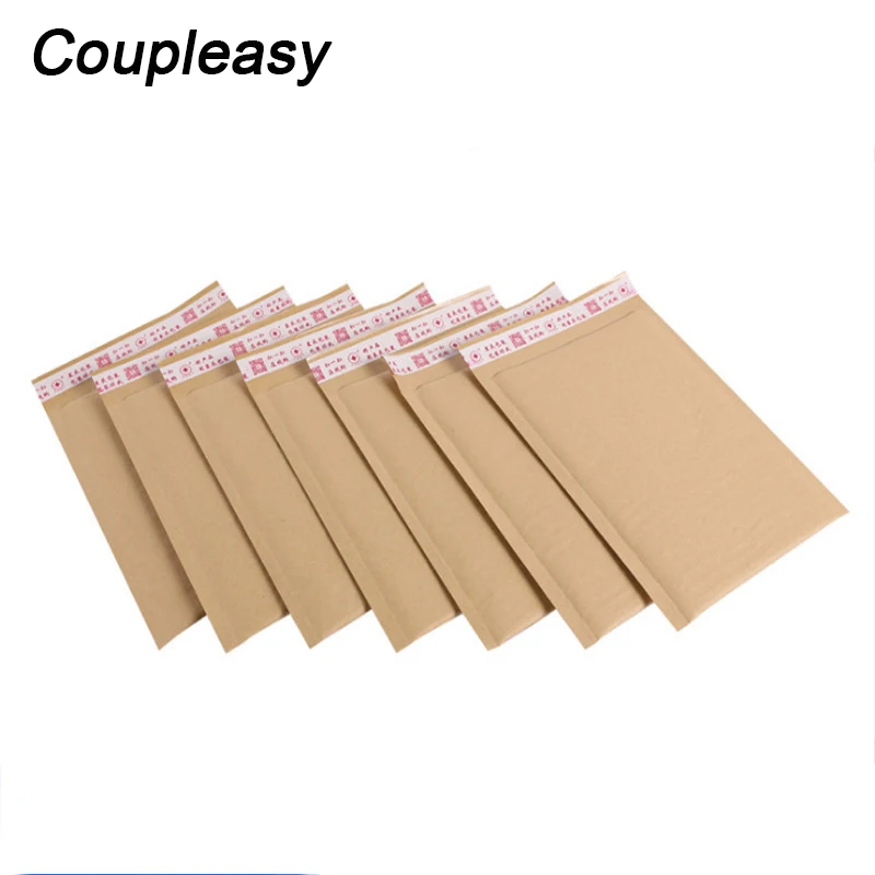 10Pcs 4 Sizes Natural Kraft Paper Bubble Envelope Self Seal Adhesive Bubble Mailer Business Waterproof Shipping Mailing Bag