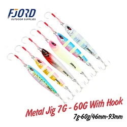 FJORD High Quality 10g 20g 30g 40g 60g Shore Casting Metal Jig With Hook Sea Bass Artificial Lead Cast Bait Fishing Lure