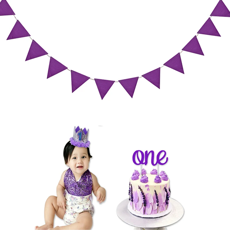 

Quality 12 Flags 4m Purple Garlands for Birthday Bunting Banners Pennant Baby Shower Wedding Garland Flags for Party Decoration