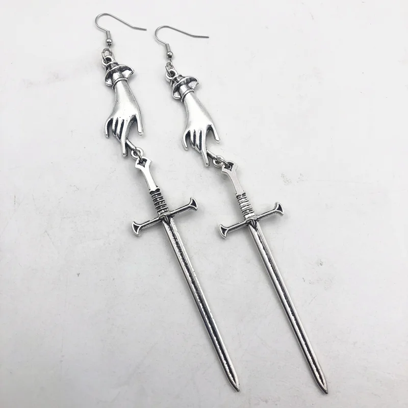 

New Tarot Earrings Big Sword, Hand Statement Gothic Medieval Witch Mysterious New Classic Fashion Gift for Women