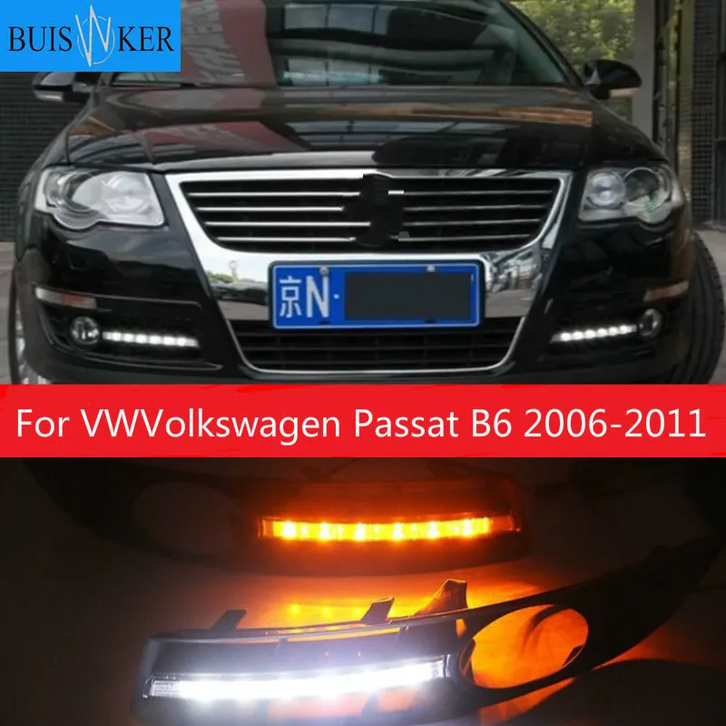 

For VWVolkswagen Passat B6 2007 2008-2011 Super bright Waterproof car light DRL LED Daytime Running Lights with fog lamp hole