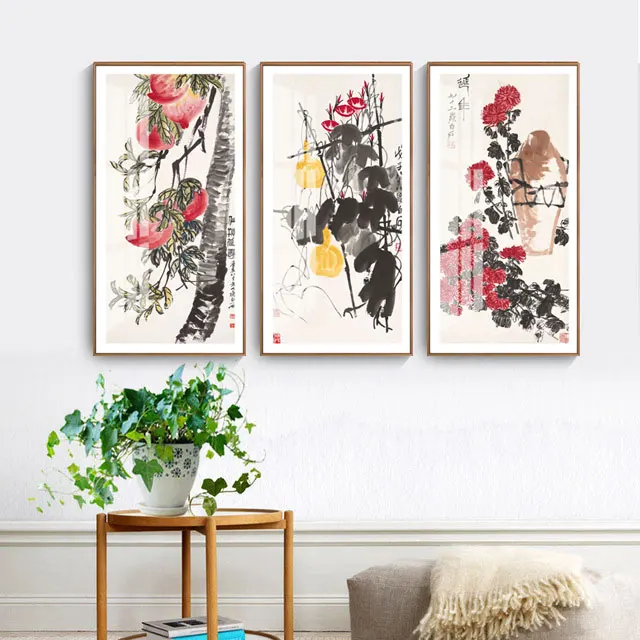 Modern Chinese Ink Lotus Qi Baishi Famous Print Canvas Painting Pictures For Living Room Poster And Prints Wall Art No Frame