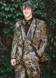 Realtree Cam Phối Cưới Tuxedos Nông Trại Cưới Ngụy Trang Phù Hợp Với Phong Tục Slim Fit Nam Áo Cộc Tay Thời Trang Chú Rể Tuxedos Mặc (Áo + quần)