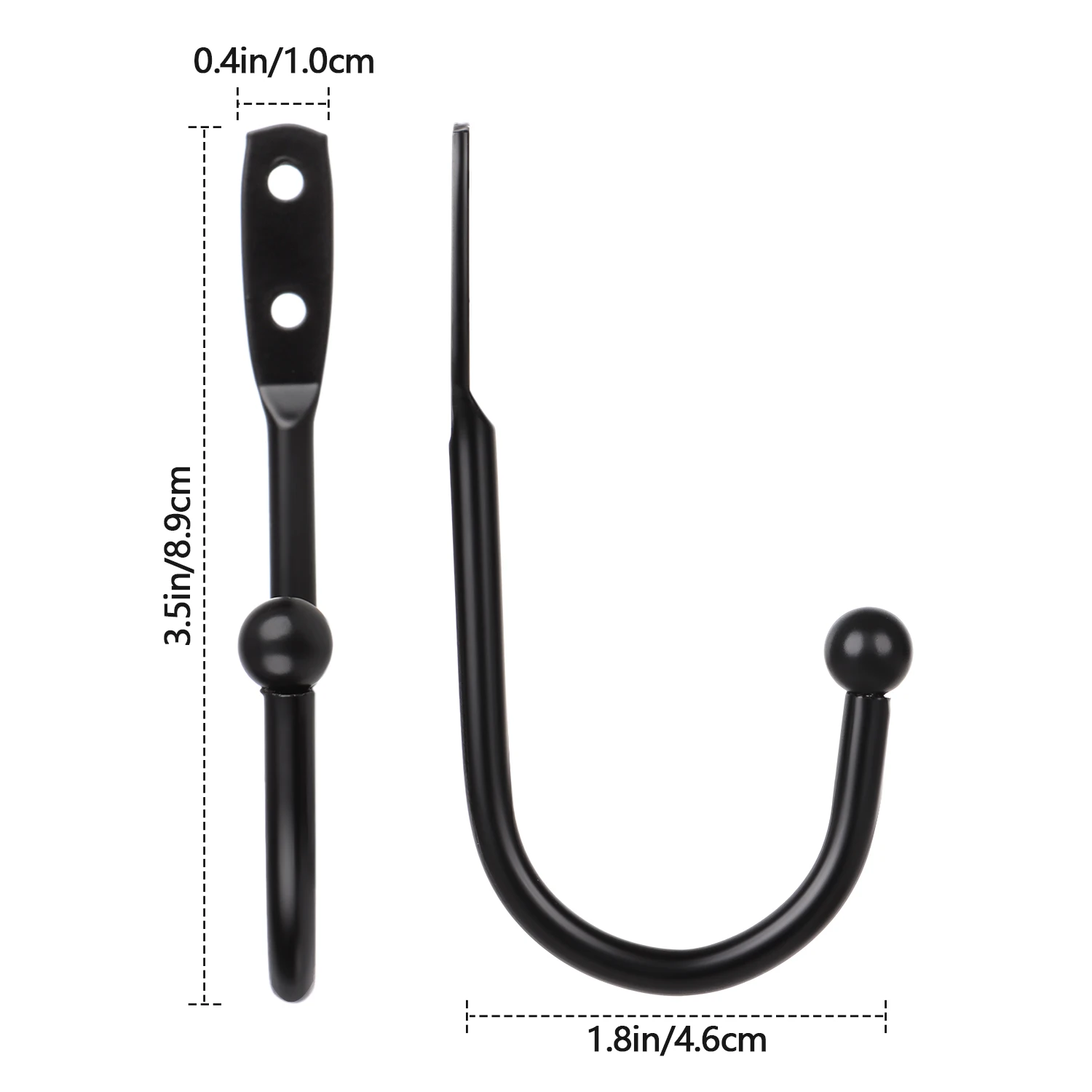 2Pcs/Set Black Retro Iron Curtain Holdback Wall Hanger Mounted Metal Hooks U Shaped Curtain Loop Holder Wall Tie Back With Screw