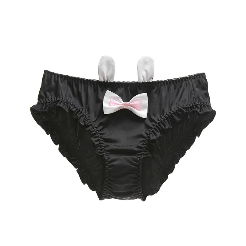 Rabbit Ears Three-Dimensional Women Underwear Milk Silk Ruffle Low Waist Girl Panties Japanese Style Cute Lovely Female Breifs