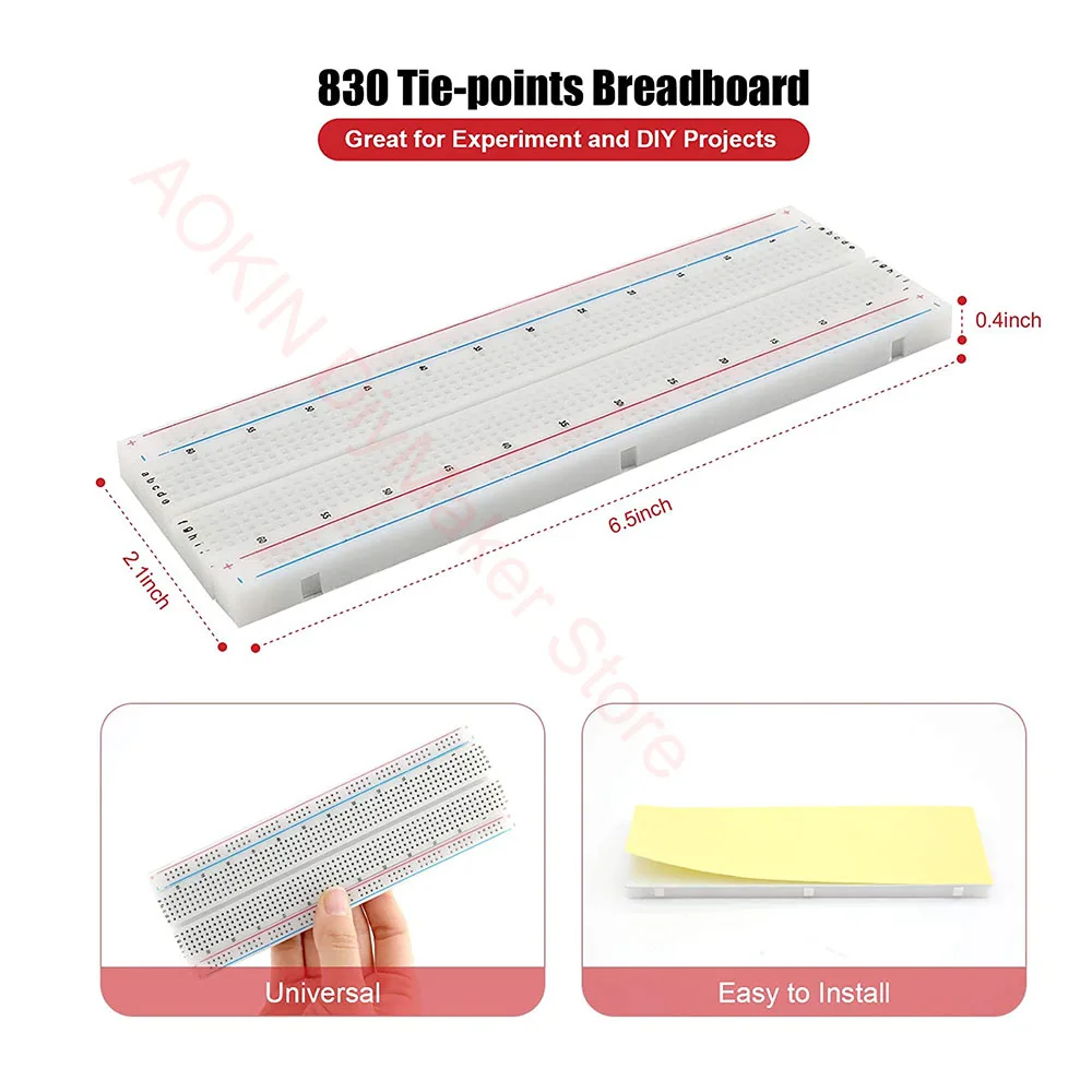 Breadboard Power Module Kit, Protótipo Solderless, Bread Board Kit, Jumper Fios, Cabos para Arduino, Kit DIY, Raspberry Pi, 830 Pontos