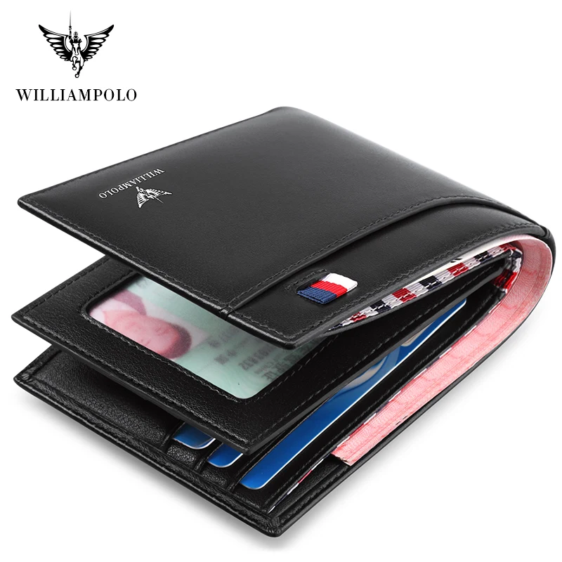 WILLIAMPOLO – portefeuille Slim en cuir véritable pour hommes, Mini porte-monnaie Design, marque de mode, petite pochette, cadeau, 181342