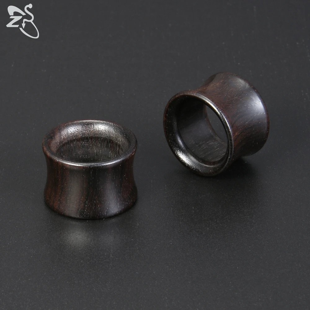 ZS 1 Pair 8-18MM Wood Ear Plug And Tunnel Double Flared Ear Guages Piercings Brown Black Ear Expander Stretcher Piercing Jewelry