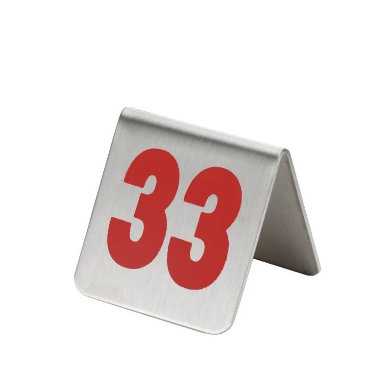 10Pcs Double Sides Stainless Steel Table Numbers 1-50 Signs Plates Restaurant Cafe Bar Place Table Marker Desk Digit Card Holder