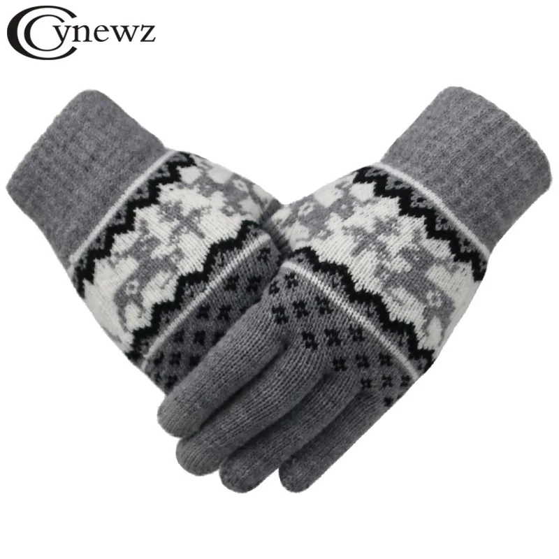 

Women Knitted Gloves Winter Fashion Full Finger Mittens Keep Warm Female Soft Christmas Deer Pattern Touch Screen Knit Gloves