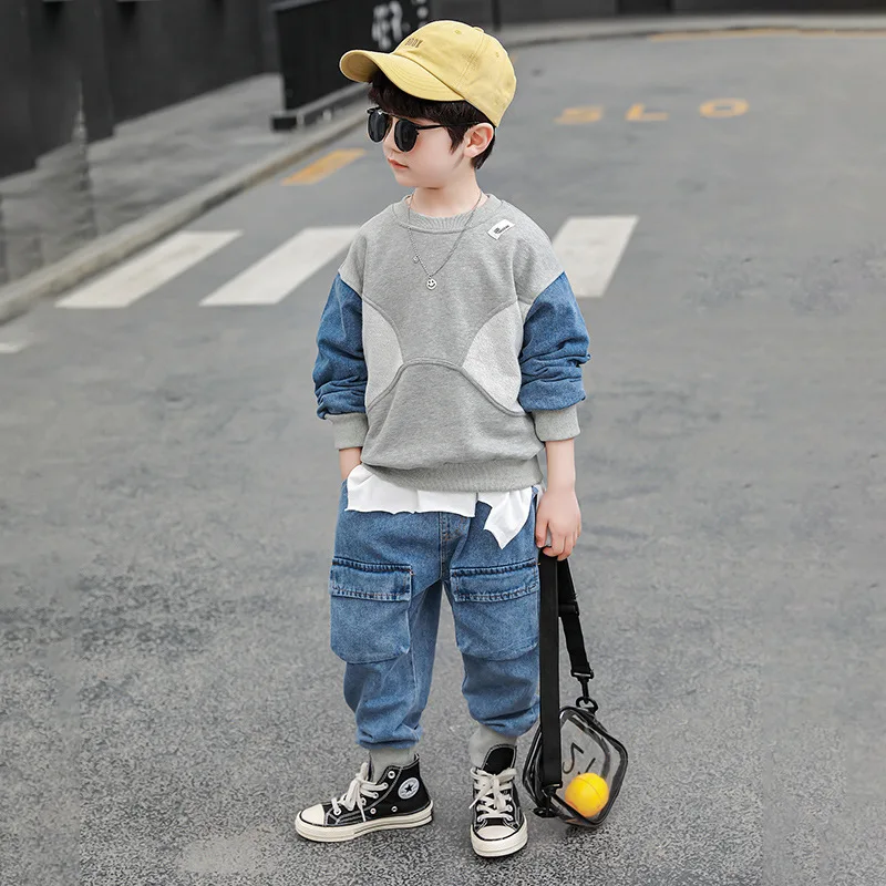 2023 Cool Spring Autumn Children\'s Clothes Set Boys Sweatshirts + Pants 2pcs/Set Kids School Beach Costume Teenage Girl Clothing