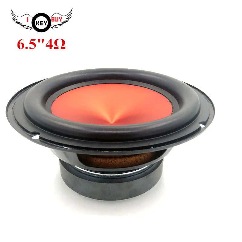 New 1pc 6.5 Inch 600 W  Thick Rubber Ring Red V-shaped Car Audio Bass Subwoofer   4 Ohm for Auto Modified Speaker Powerful