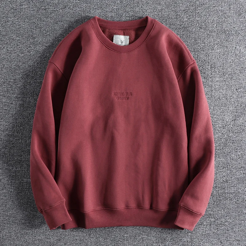 Heavy Weight Fleece Sweatshirt For Men Chic 3D Letter Embroidery Fashion Casual Loose All-Match Simple Streetwear Male Pullovers