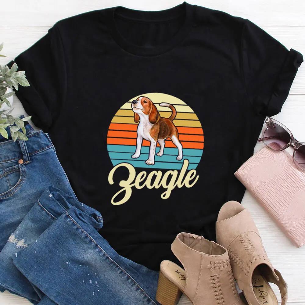 

Beagle Cute Dog Printed 100%Cotton Women's Tshirt Dog Mom Life Funny Summer Casual O-Neck Short Sleeve Tops Pet Lover Gift