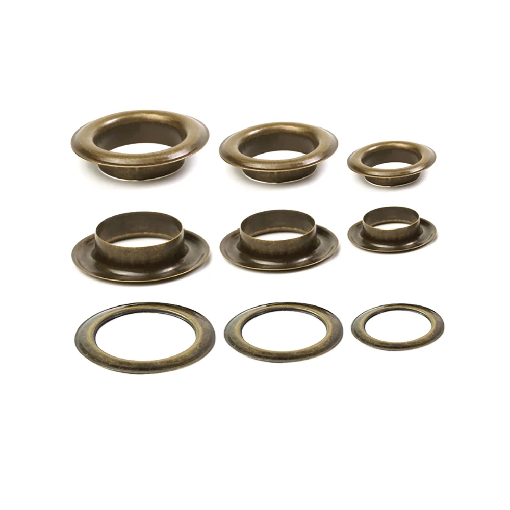 20pcs Antique Brass Eyelets With Washer 3/3.5/4/4.5/5/6/8/10/12/14/17mm Leather Crafts Grommet for Shoes Bags Clothing Belt Hat