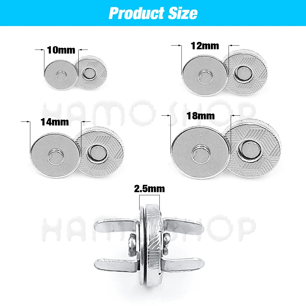 10sets/lot 10mm-18mm Magnetic Buttons Bags Magnet Automatic Adsorption Buckle Metal Thin Buttons Snaps DIY Walle t Buttons