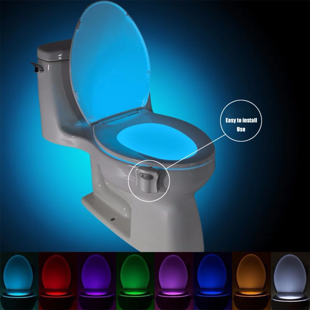 16 Colors LED Lights Smart Home Toilet Gentle Lighting Toilet Seat Backlight Lamp PIR Motion Sensor Toilet Night Light