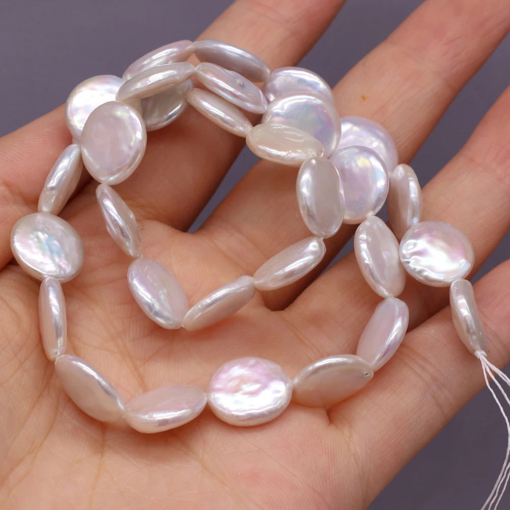 Hot Selling Natural Freshwater Pearl Beaded Irregular White Button-shaped DIY for Making Jewelry Accessories 12-13mm