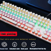 RGB Light Back Lit Blue Axis Computer Gaming Keyboard K820 Retro Punk Electroplating Round Keycap Luminous Mechanical Keyboard