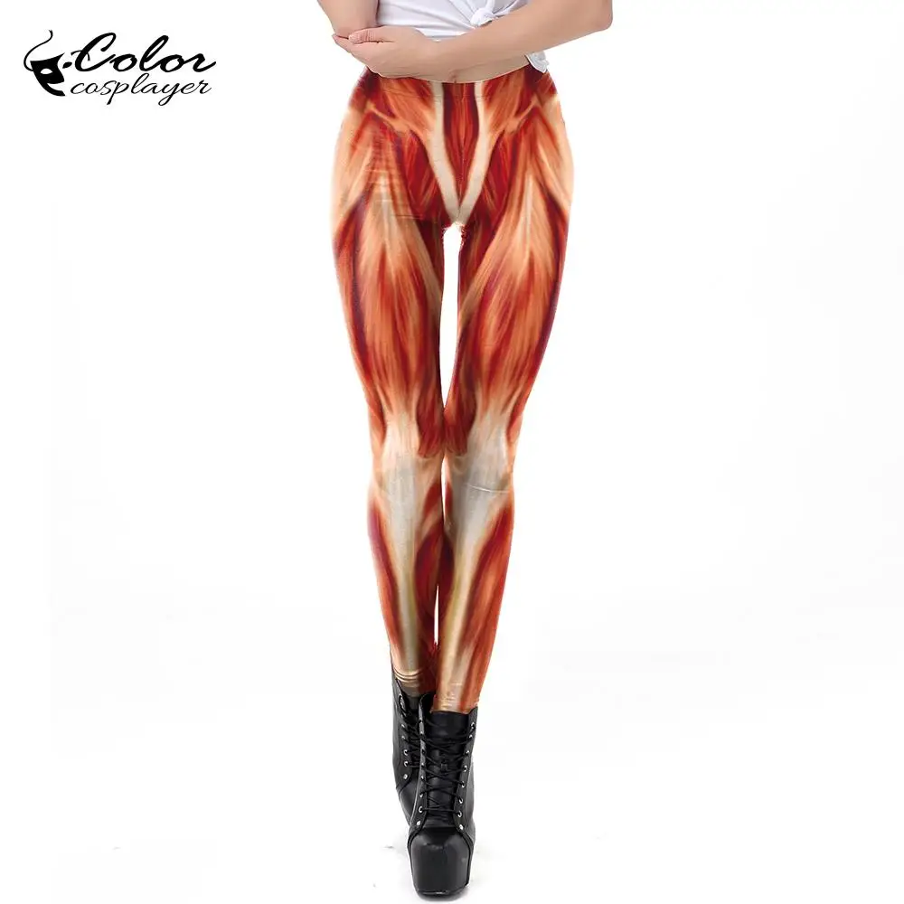 Color Cosplayer Funny Muscle Leggings Women Fitness Pants Carnival Party Clothing Workout Leggins Slim Sexy Legins Halloween