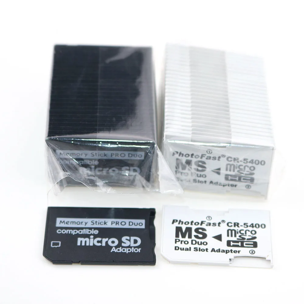 10pcs Single and Dual Slot Card Reader New Micro SD SDHC TF to MS Memory Stick Pro Duo Reader for PSP Card Adapter