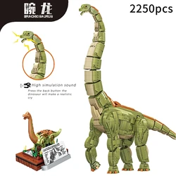 New MOC 2250PCS Jurassic Dino World  Brachiosaurus Building Kits Bolcks Bricks Voice Dinosaurs Park figures Toys kids gifts