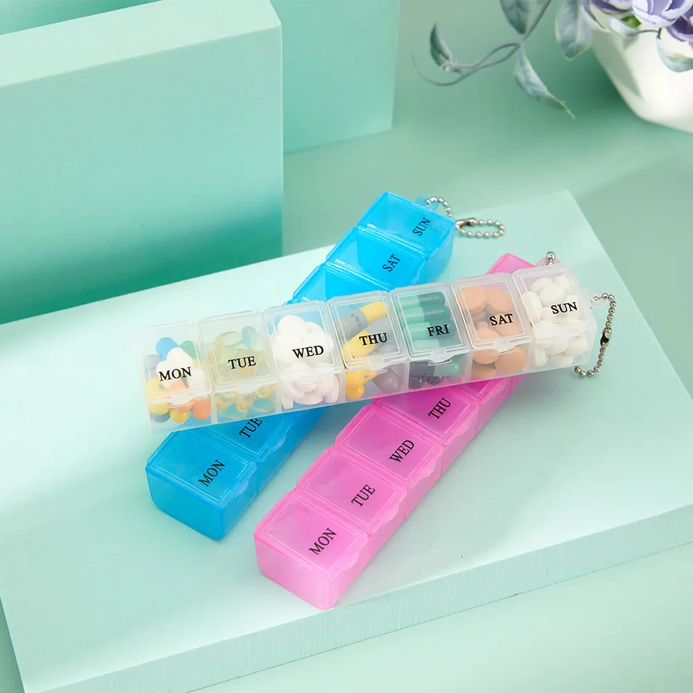 Medicine Pill Box 7 Days Weekly Pillbox Case Plastic Square Pills Box Organizer Week Tablets Medicine Storage Medical Travel