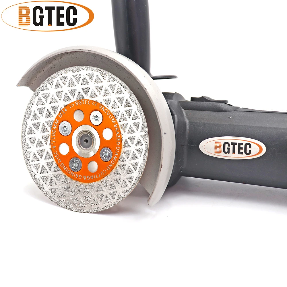 Imagem -06 - Bgtec 1pc 4.5 Double Dupla Face Vácuo Soldadas Diamante Disco de Corte Moagem Mármore Granito Pedra Telha Lâmina Serra M14 Rosca