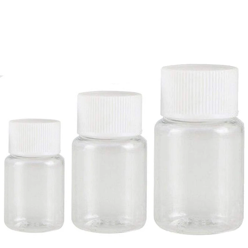 100pcs 15ml/20ml/30ml/50ml Refillable Plastic Seal Bottles Vials Reagent store Container Plastic Screw cap