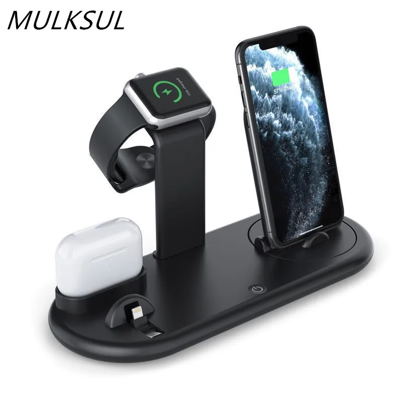 Cargador inalámbrico para iPhone 14, 13, 12 Pro Max, soporte de carga rápida para AirPods Pro, Compatible con Apple Watch