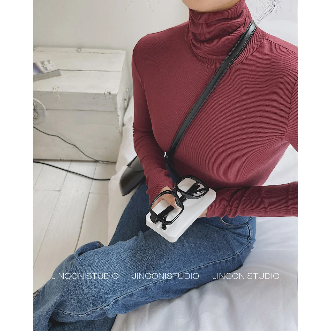 

Women Turtleneck Tops Black Beige T-shirt Blouses Spring Autumn Tihgt Long Sleeve Pullover Girls Casual Basic Tees Sweetshirts