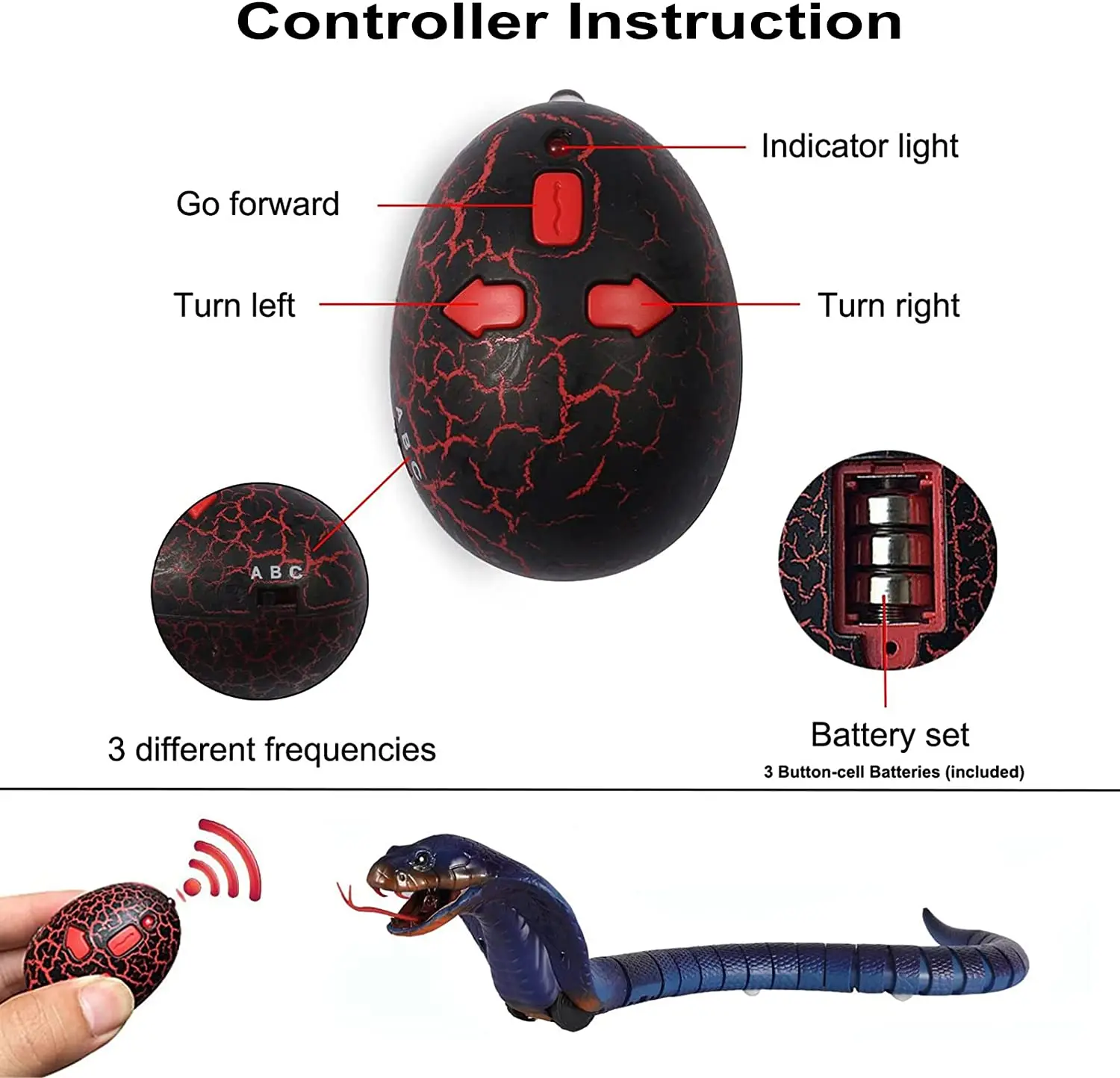 Serpent télécommandé, 17 pouces, jouet de Simulation RC, Rechargeable, effrayant