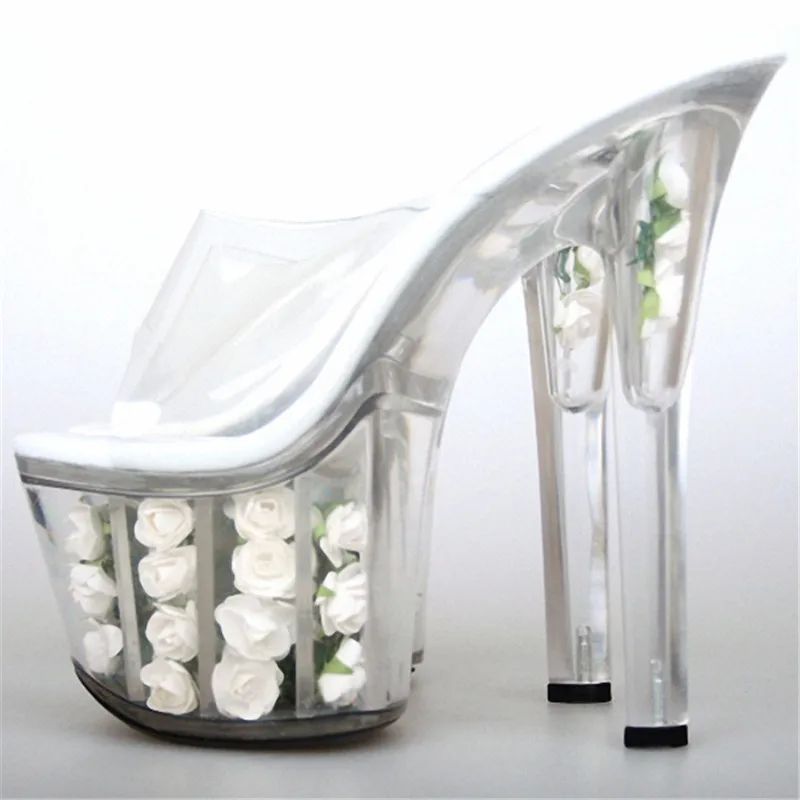 Shiny evening performance transparent shoes/shoes/party 20 cm high shoes, sandals, high heel Dance Shoes