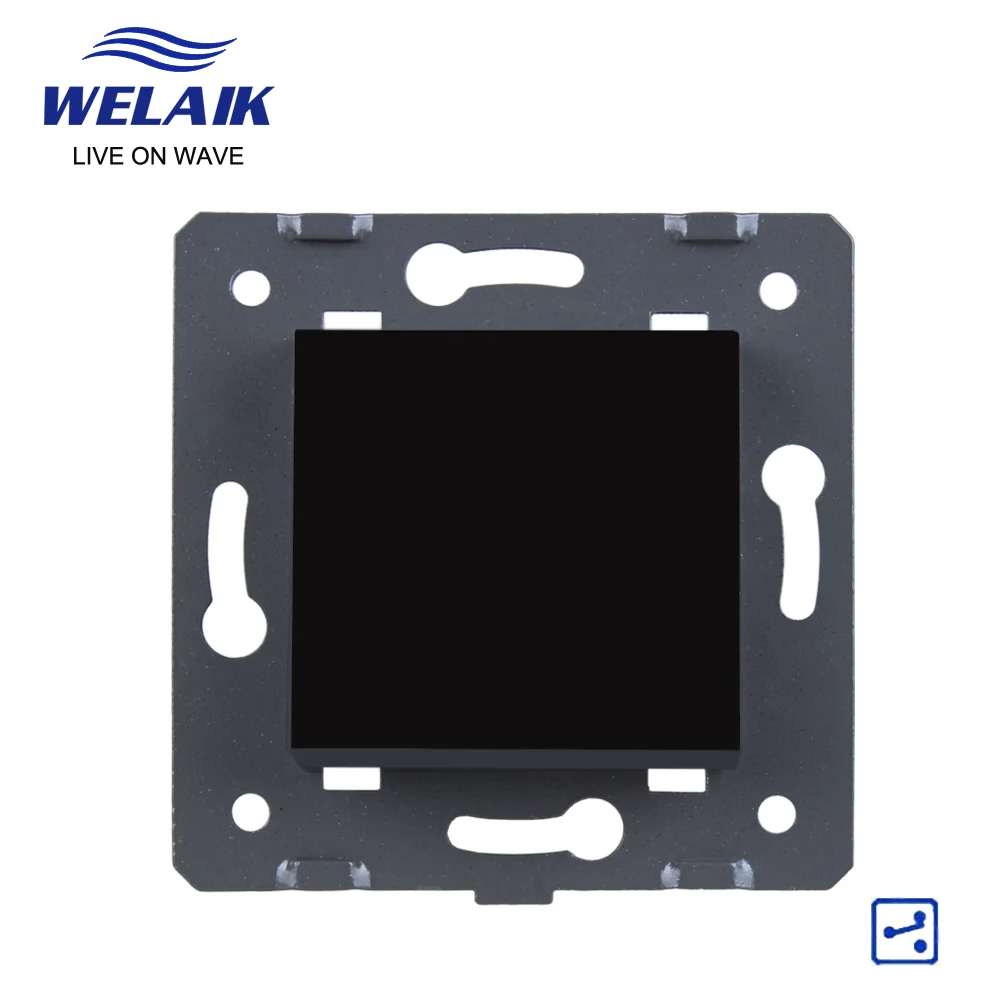 WELAIK EU  Push-Button Stairs 1Gang-2Way DIY Parts Wall Light-Switch-Crystal Glass-Panel A220V A712W