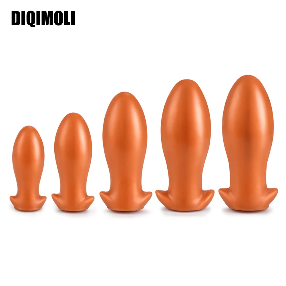 Liquid Silicone Oversize Egg Shape Anal Plug Dildos for Men and Women Soft Big Anal Dilator Massage Stimulate Anus Adult Sex Toy